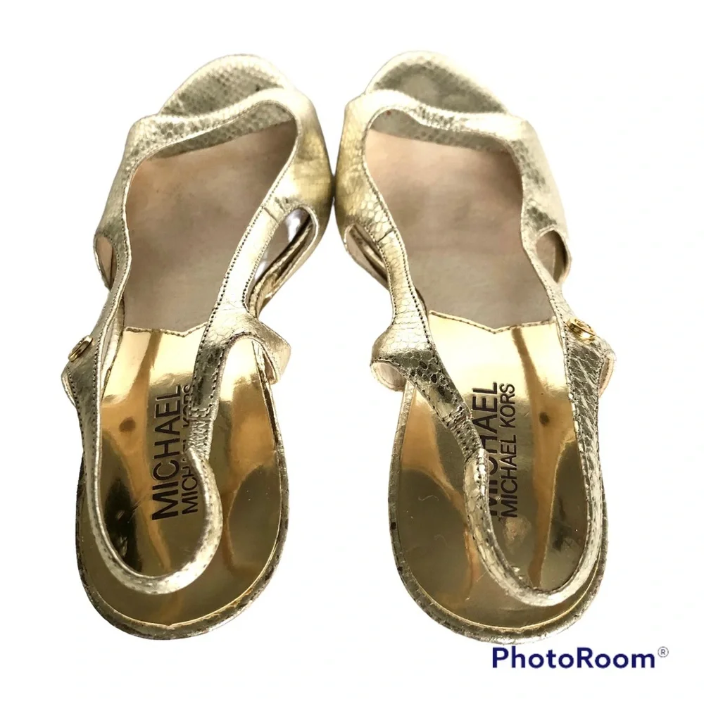 Michael Kors Metallic Gold Leather Sandal